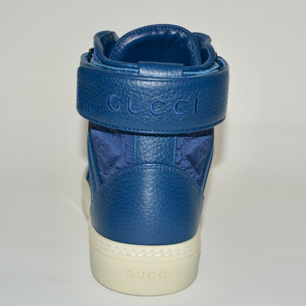 NIB GUCCI GG GUCCISSIMA MENS HITOP NYLON LEATHER SNEAKERS - Picture 9 of 12